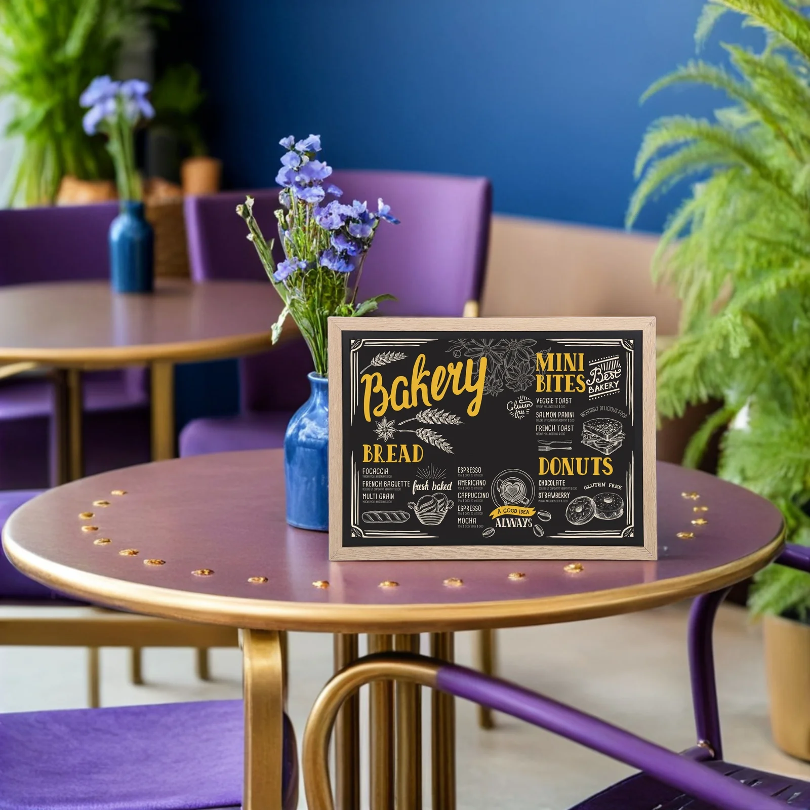 

2Pcs Wood Chalkboard Sign Rectangle Tabletop Message Board 40x30cm Reusable Mini Chalkboard for Buffet Restaurant Party Cafe