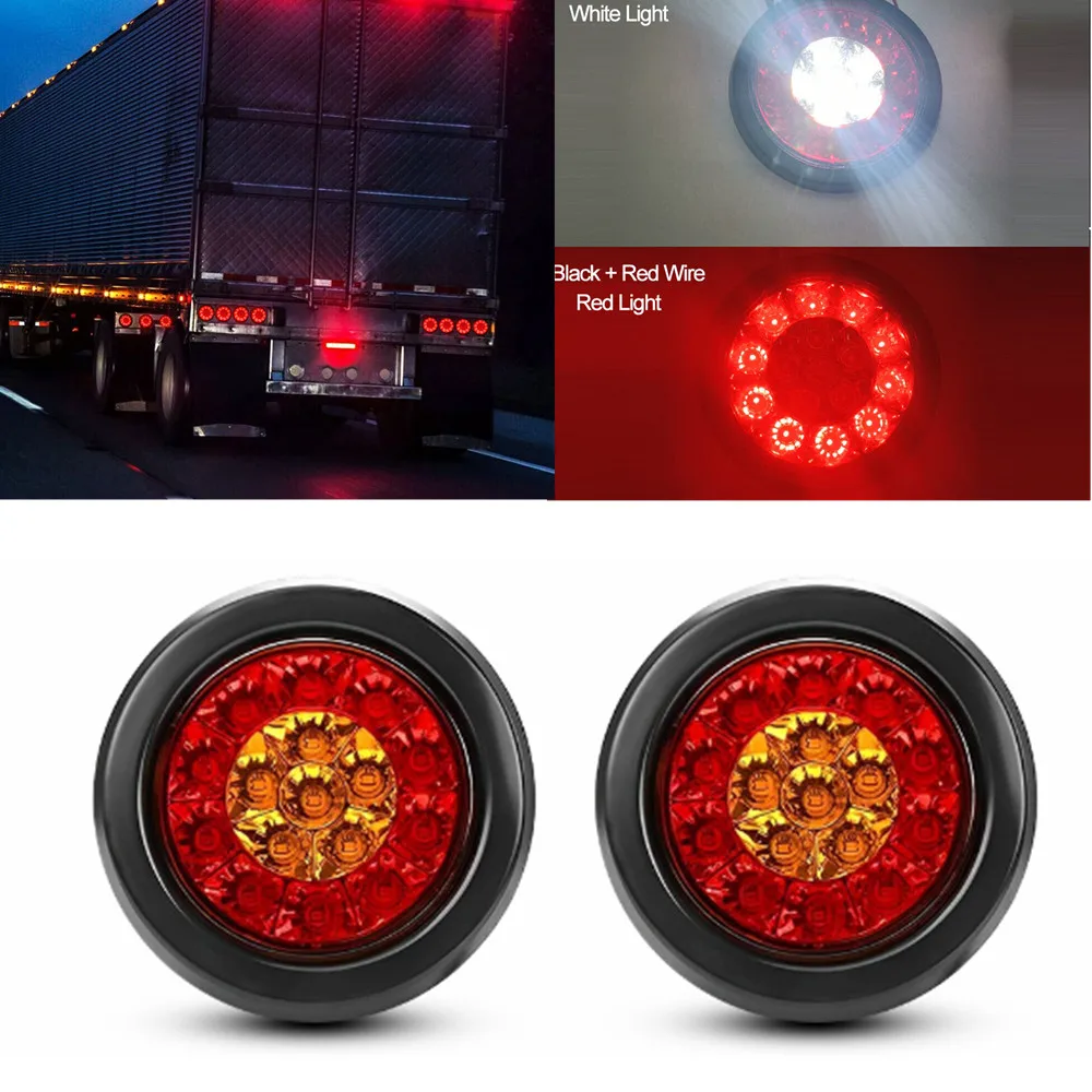 

2PCS Universal Round Tail Light Turn Signal parking Reversing light for Car Motorcycle Brake Light LED Waterproof Tail Light