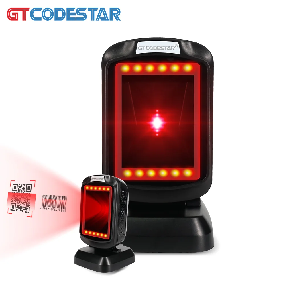 

GTCODESTAR 2D Scanner Platform Corded Reader Wired Qr Code Barcode Scanner Desktop Large Format Scanners for Alipay Barcode Scan