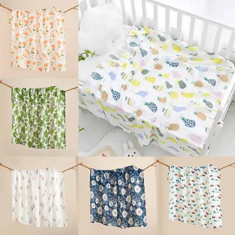 Baby Double Layered Gauze Blanket Cotton Printed Blanket Newborn Blanket Gauze Bath Towel