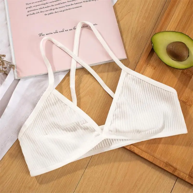 Women Thin Sport Bras Comfort Cotton High Elastic Bra Sexy Seamless Deep V Triangle Tops Push Up Bras Sports Cup Cross Bra