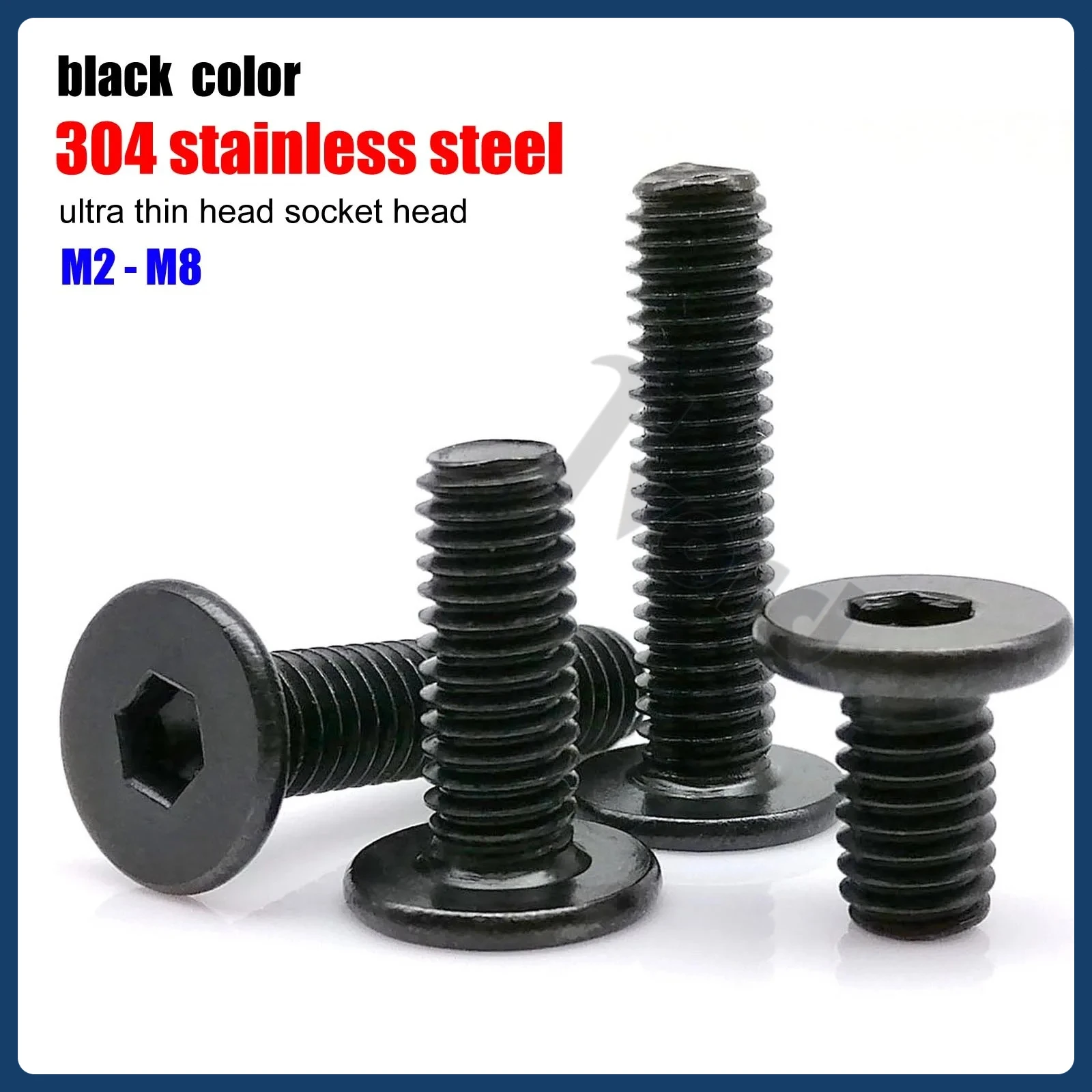 

M2 M2.5 M3 M4 M5 M6 M8 Black 304 Stainless Steel Allen Hexagon Ultrathin Head Bolt Hex Socket Ultra Thin Flat Wafer Head Screw