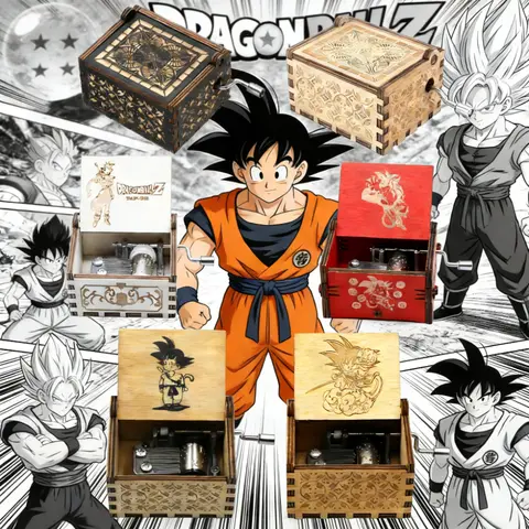 Dragon Ball Z Hand Cranked Music Box Solid Wood Antique Carved Wooden Hand Crank Music Box Figure  Christmas Birthday Gift