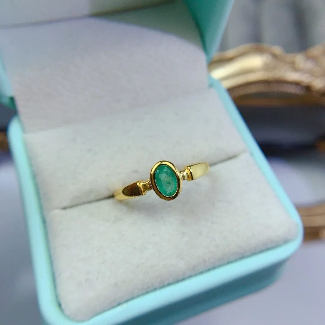 خاتم فضة S925 أنيق مع زمرد طبيعي لامع إكسسوار أنيق ومتطور للسيدات مثالي للارتداء اليومي #1