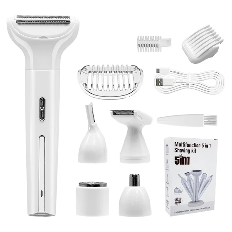 5in1 Electric Female Shaver Intimate Care Women's All-in-One Armpit Hair Private Pubic Hair Trim and Shaving