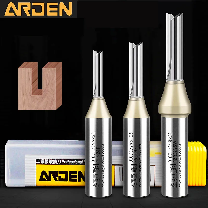 Arden 2 Flutes TCT Straight End Mill Woodworking CNC Tool Carbide Cutter 1/2 Shank Router Bit For Wood MDF Plywood Chipboard