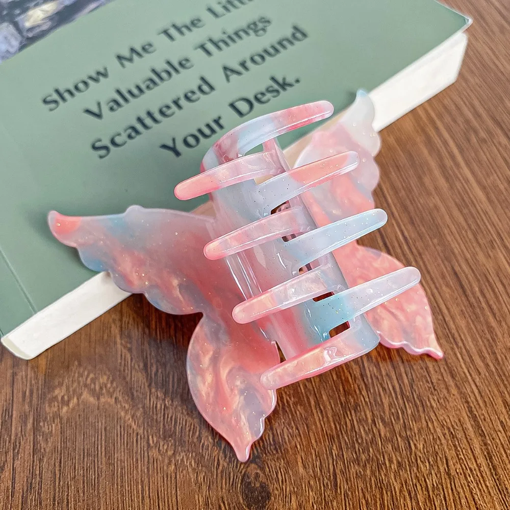 تغيير لون خلات فراشة مشبك شعر التدرج اللون الملونة فراشة مشبك شعر غطاء الرأس انتزاع كليب كبير القرش كليب فتاة #4