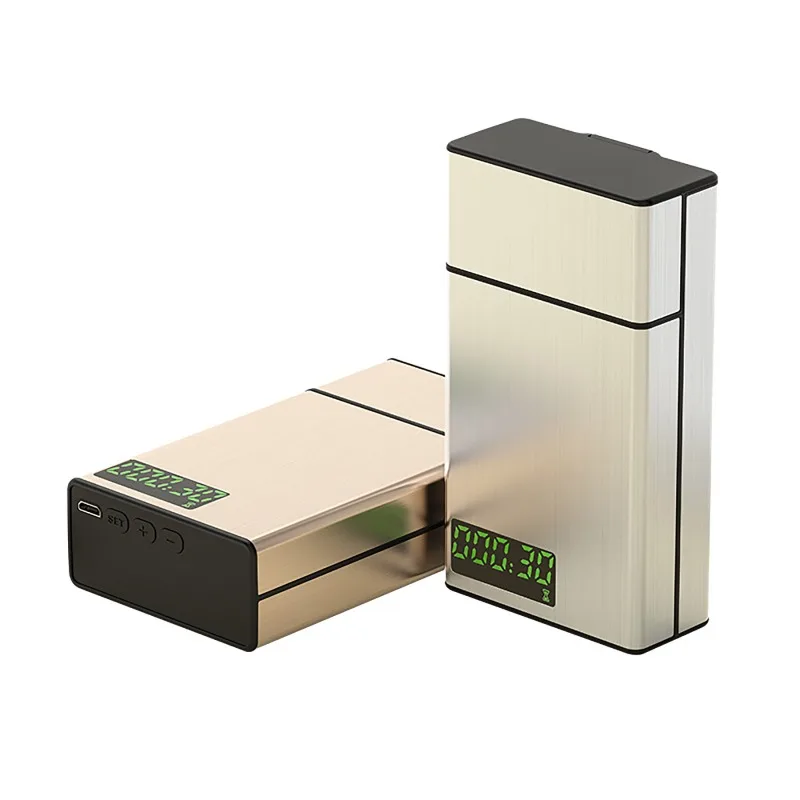 صندوق السجائر الذكي الألومنيوم الانضباط الذاتي الموقت اقفال الصناديق مع شاشة LED مساعدة جهاز إقلاع التدخين التحكم في التدخين