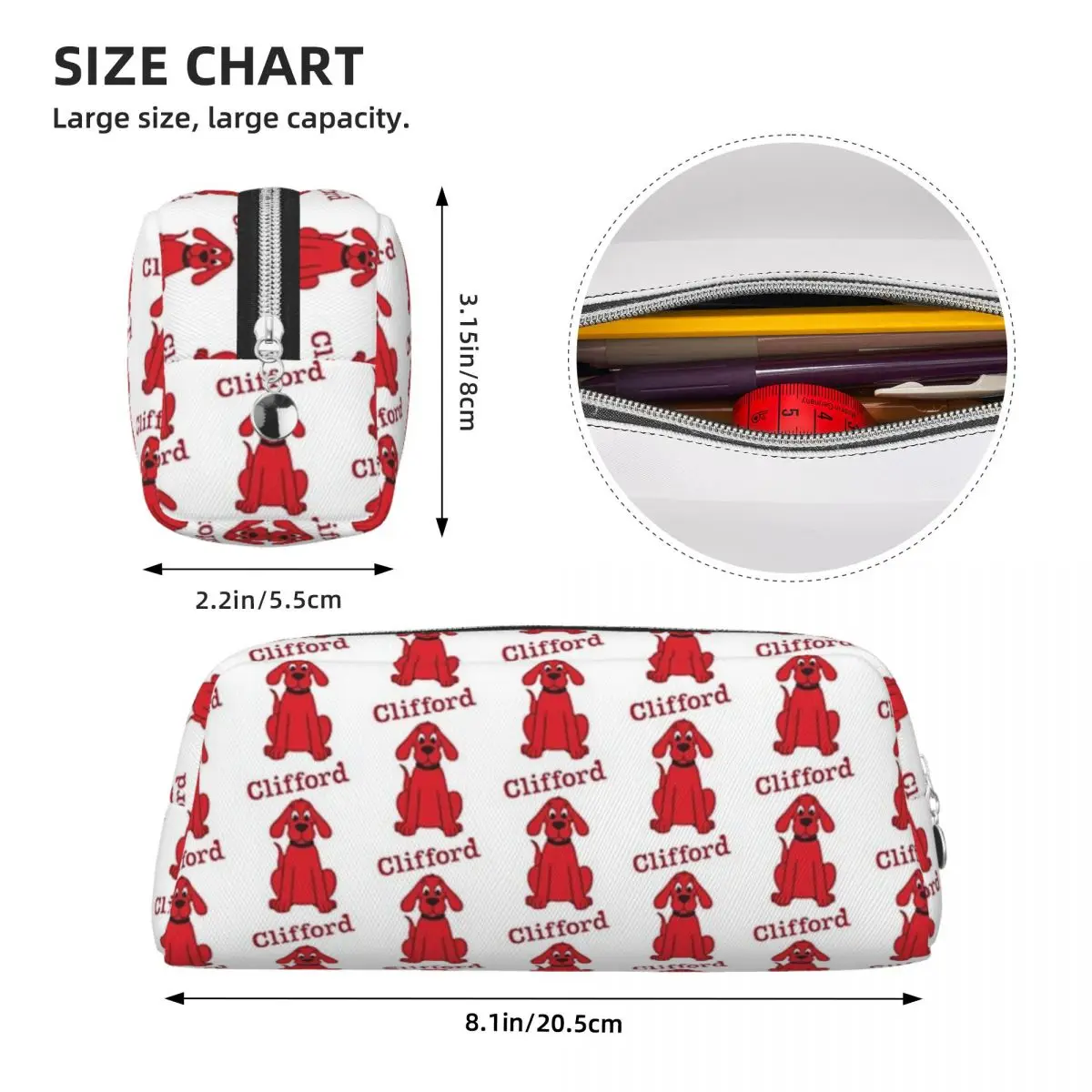 Clifford The Big Red Dog Pencil Cases for Student Gifts Pen Box Pencil Bag Pencil Pouch Pen Holder - view 3