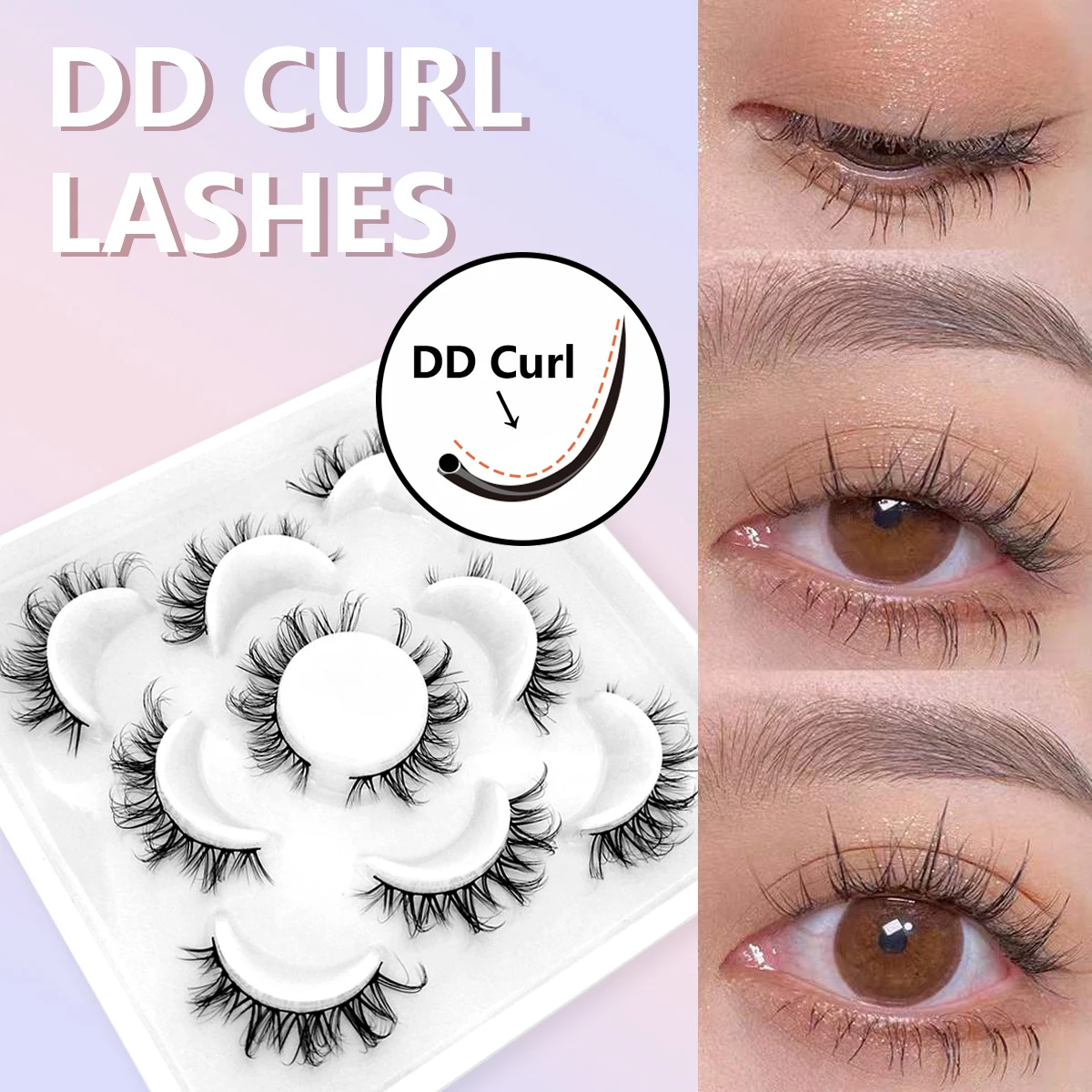 GROINNEYA Lashes DD Curl 10-23mm Russian Lashes 3D Mink Eyelashes Reusable Fluffy Russian Strip Lashes eyelashes extensions