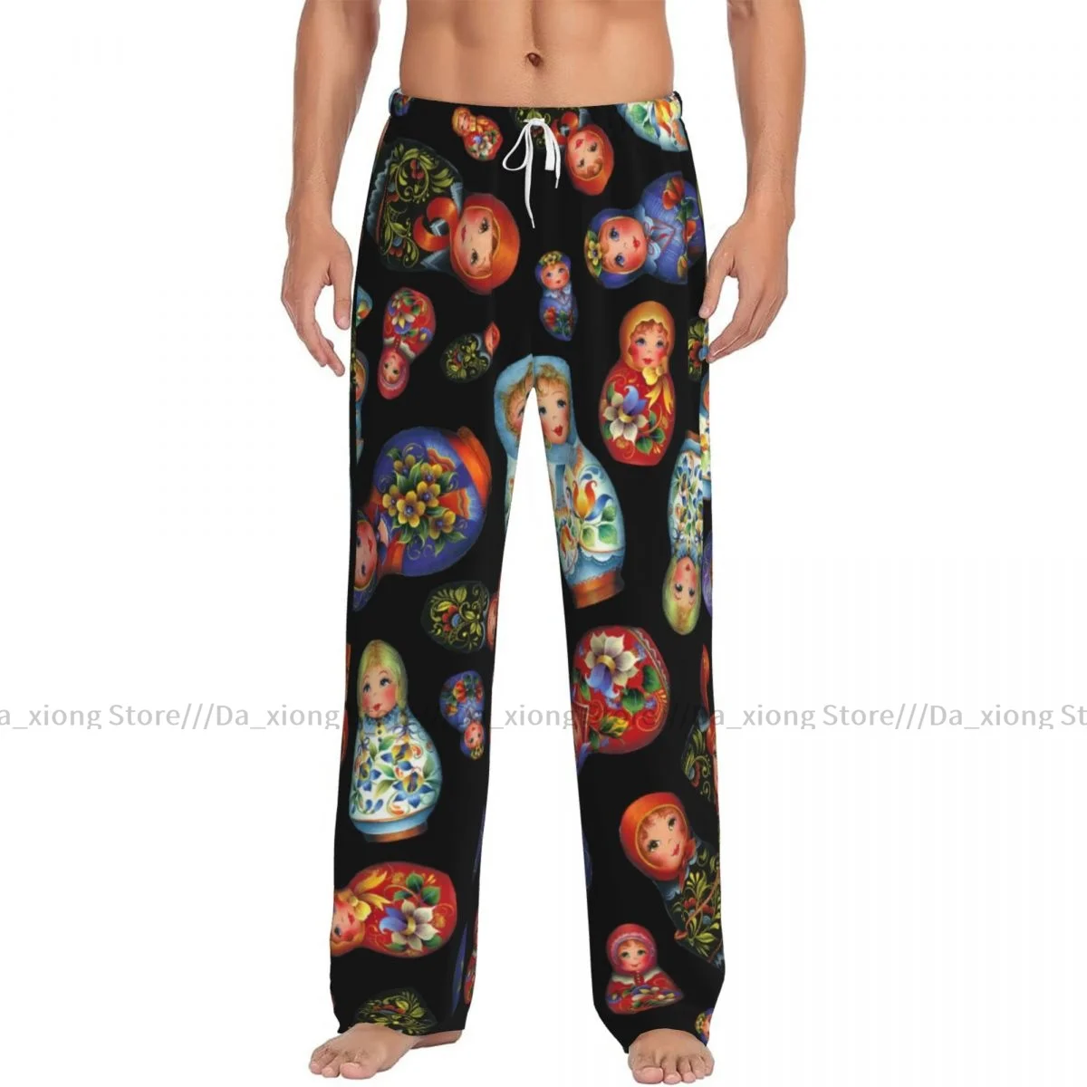 Pantalones de pijama informales para hombre, ropa de dormir cómoda, holgada, con patrón de Matryoshka rusa