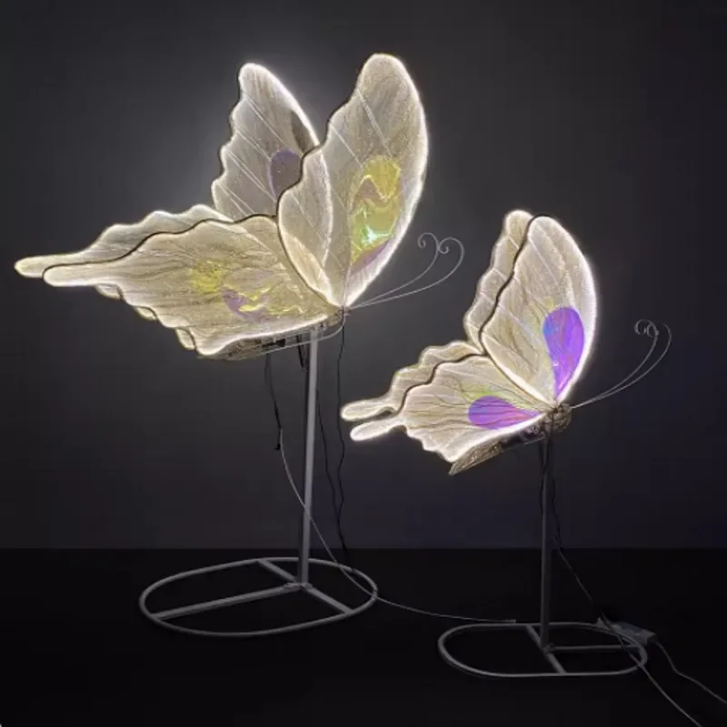 New Wedding Decoration Open and Closed Luminous Butterfly Hall Ceiling Wing Pendant Stage Hotel Road Lead LED Light Props Supply