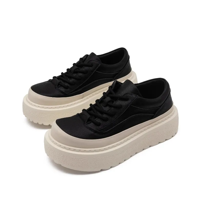 

Designer Luxury Genuine Leather Platform Shoes Men's Black Oxfords Spring Autumn Thick Sole Sneakers Youth Leather Shoes Male