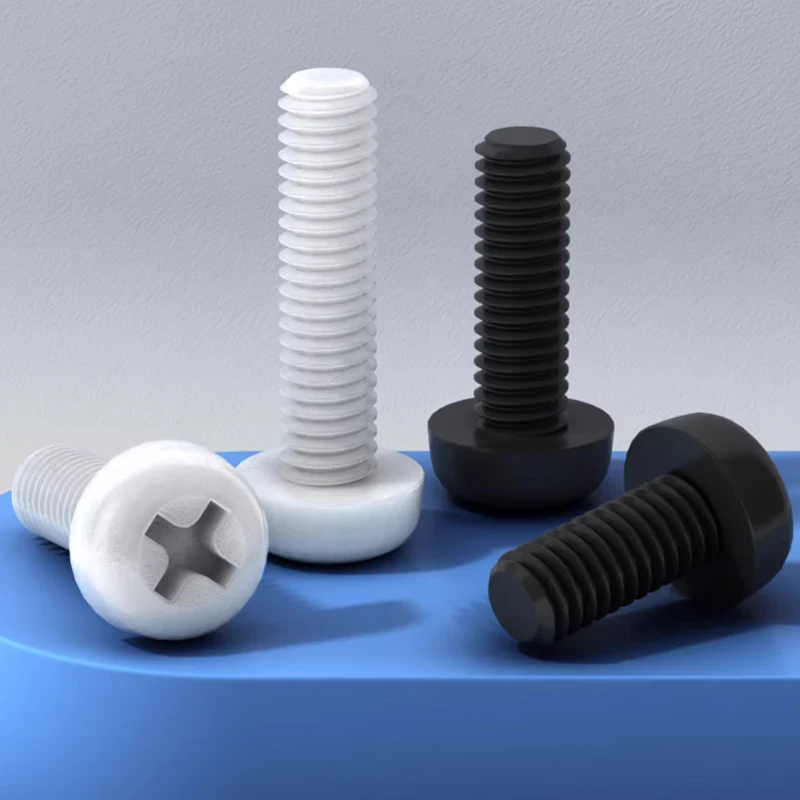 White/Black Nylon L=4-60mm M2 M2.5 M3 M4 M5 M6 M8 Cross Round Head Screw Small Screw Steel Cross Round Pan Head Machine Screws