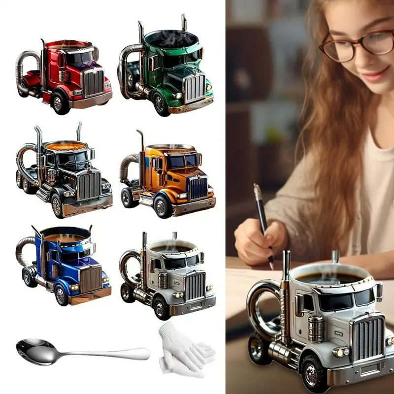 Truck Mug Unique Funny Trucker Mug Novelty Drinkware Stainless Steel Drinking Mugs Holiday Home Decor Table Centerpiece for Kids