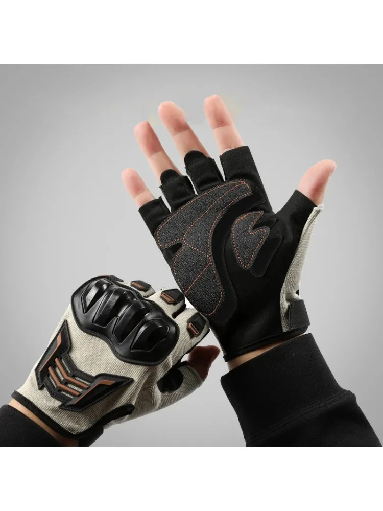 AliExpress NONE Summer Motorcycle Half Finger Gloves Outdoor Cycling Breathable Glove Motorbike Drop-Resistant Gloves