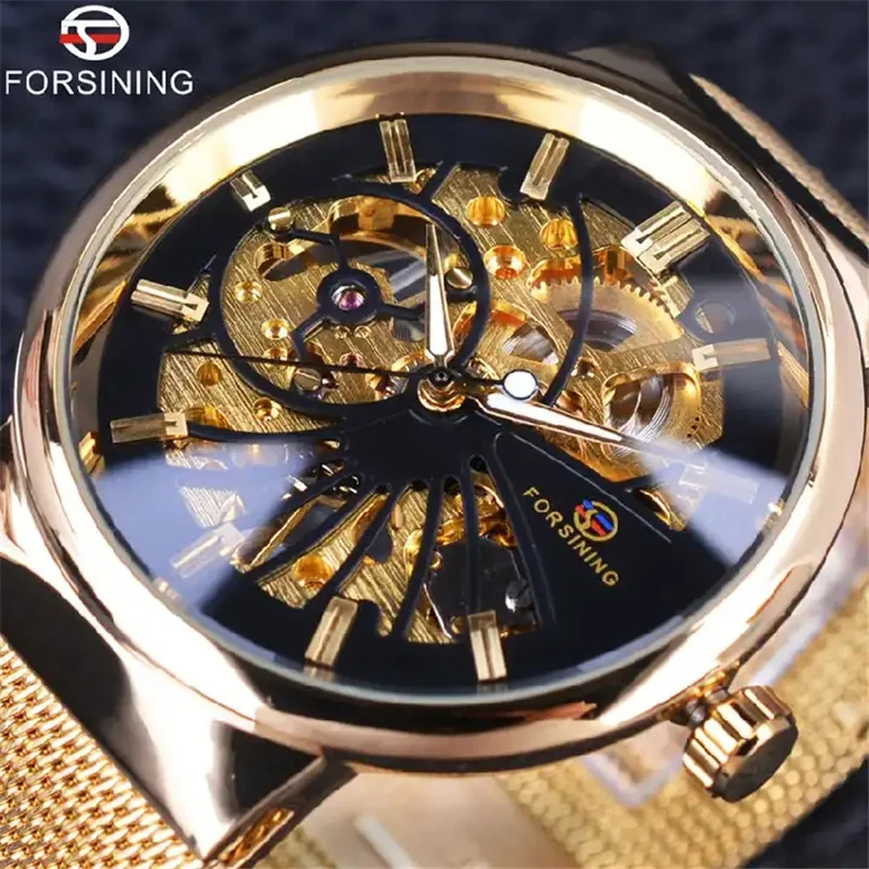 Forsining 162C New Men Luxury Automatic Mechanical Watches Stainless Steel Waterproof Sports Watch Relogio Masculino Party Gift