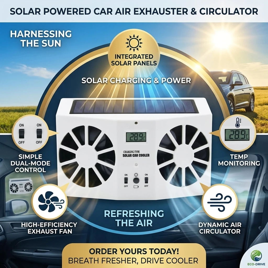 New Solar Powered Car Cooler Window Radiator Exhaust Fan Auto Air Vent Radiator Fan Ventilation Radiator Cooling System for Car