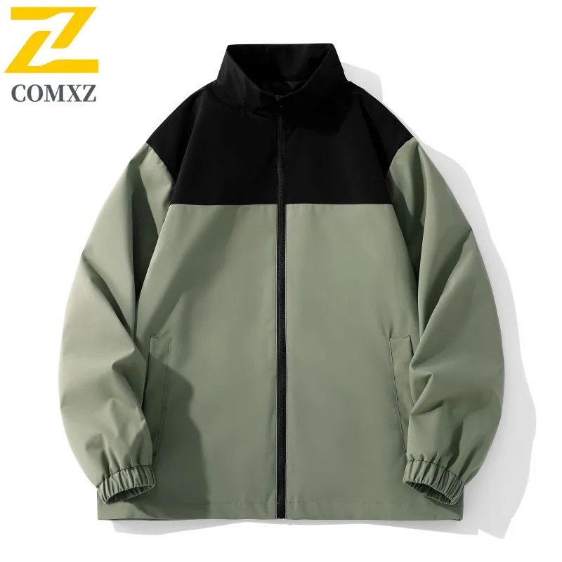 

COMXZ Мужская уличная куртка Классическая удобная куртка с воротником-стойкой для верховой езды Универсальная непринужденная походная легкая ветрозащитная осенняя куртка