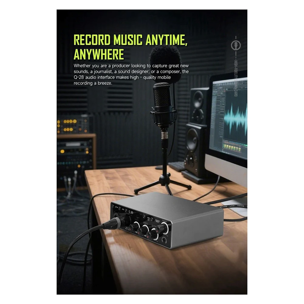 Portable Recording Sound Card Plug and Play Computer Recording USB Audios Interfaces for Podcasters Studio