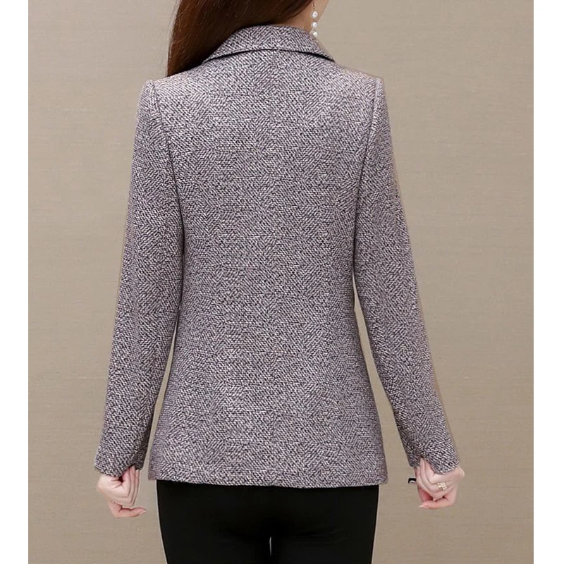 Chaqueta de manga larga para mujer de mediana edad, Blazer elegante con cuello con muescas, única botonadura, abrigo de traje ajustado informal,