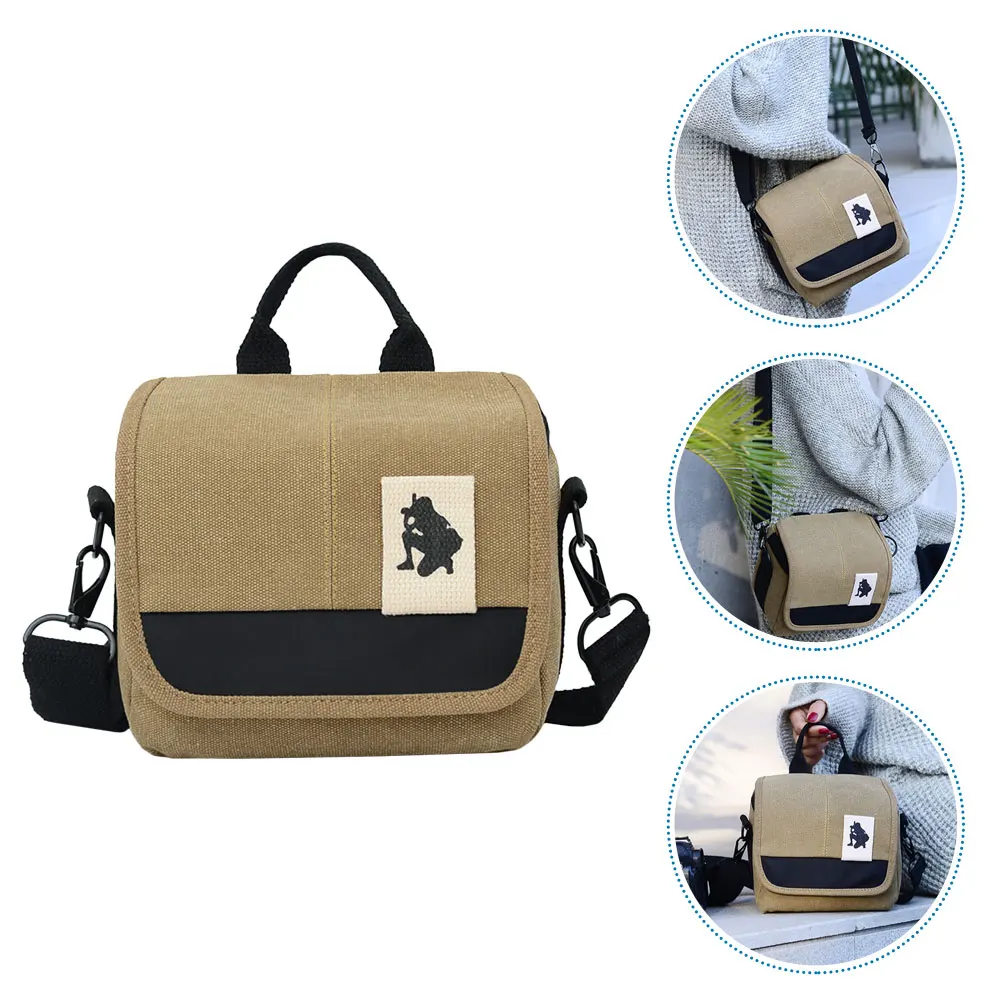 

Camera Bag Small Protector Pouch Shoulder Strap Micro Single Compact Canvas Storage for Man