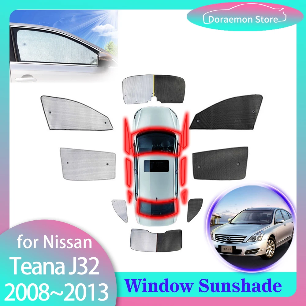 Full Coverage Sunshades For Nissan Teana Maxima J32 2008~2013 Rear Side Window Sun Visor Curtain Front Windshield Mat Accessorie