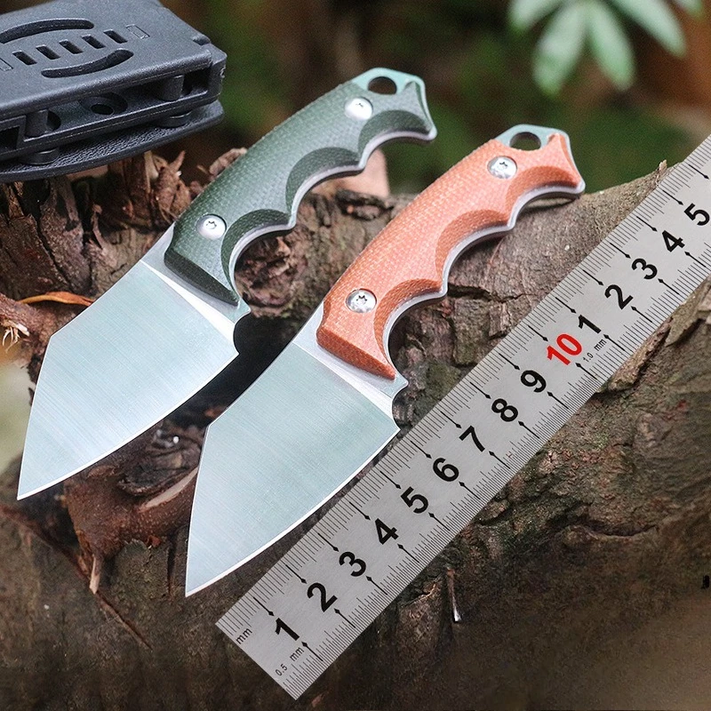 RHON Full Tang Fixed Blade Knife Sandvik14c28n G10 Handle Outdoor Camping Straight Cutting Rope Knives with Kydex Sheath Protect