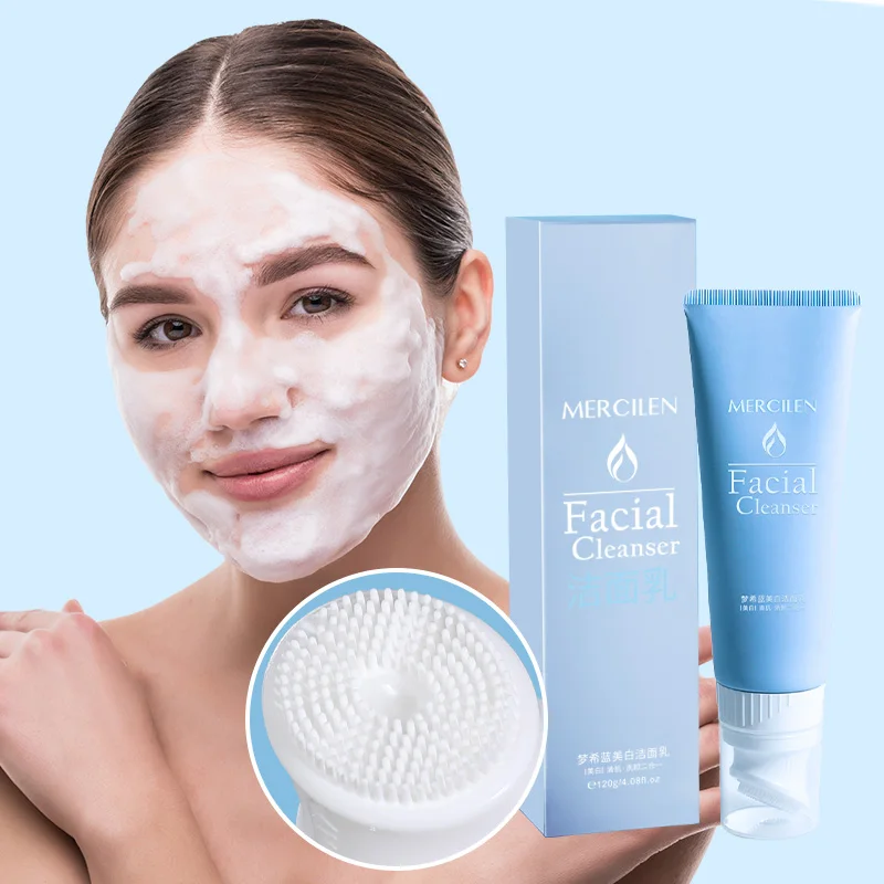 Mercilen Niacinamide Cleanser 120g, Rich in Niacinamide Ingredients, Deeply Cleans Pores, Comes with a Cleaning Brush Head, Moisturizes and Controls Oil, Brightens, Is Refreshing and Non-Tightening, Suitable for Daily Care for All Skin Types, Men and Women