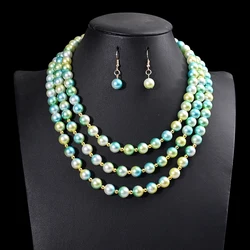 UDDEIN Nigerian Wedding Indian Africal Beads Jewelr Sets Women Bohemian Handmade Multi Layer Pearl Necklace Earrings Collar