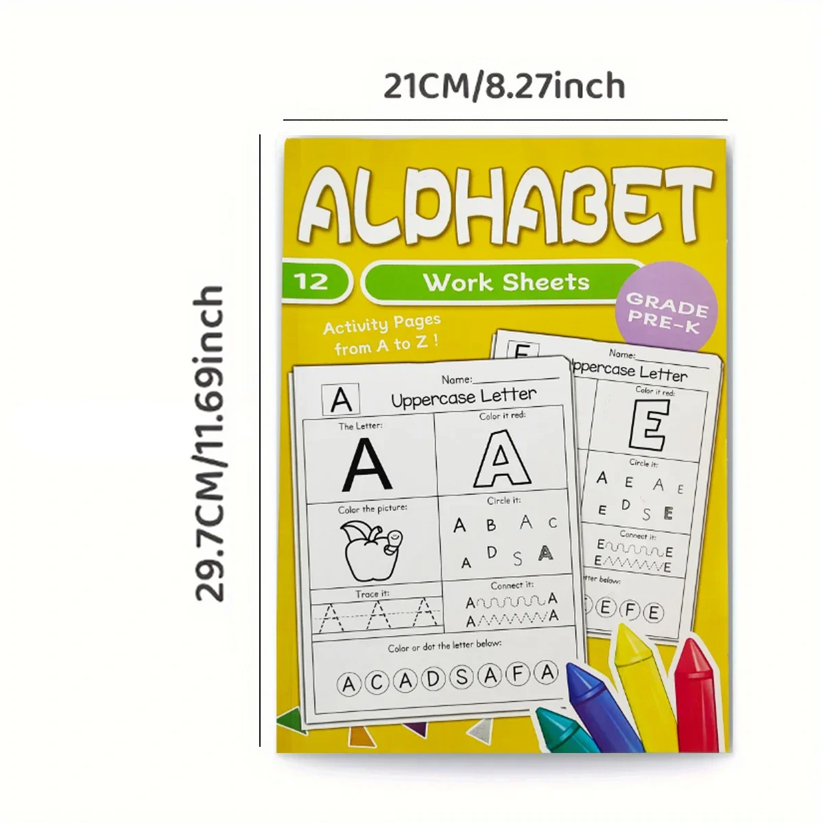Children's alphabet coloring book, cute cartoon patterns, preschool early education workbook, boost your baby's hands-on skills