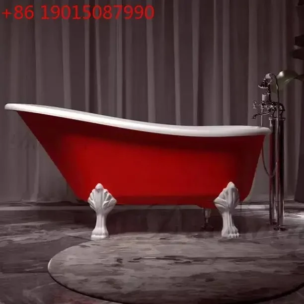 

Artificial stone household bathtub integrated forming freestanding bathtub household red matte princess tank originality