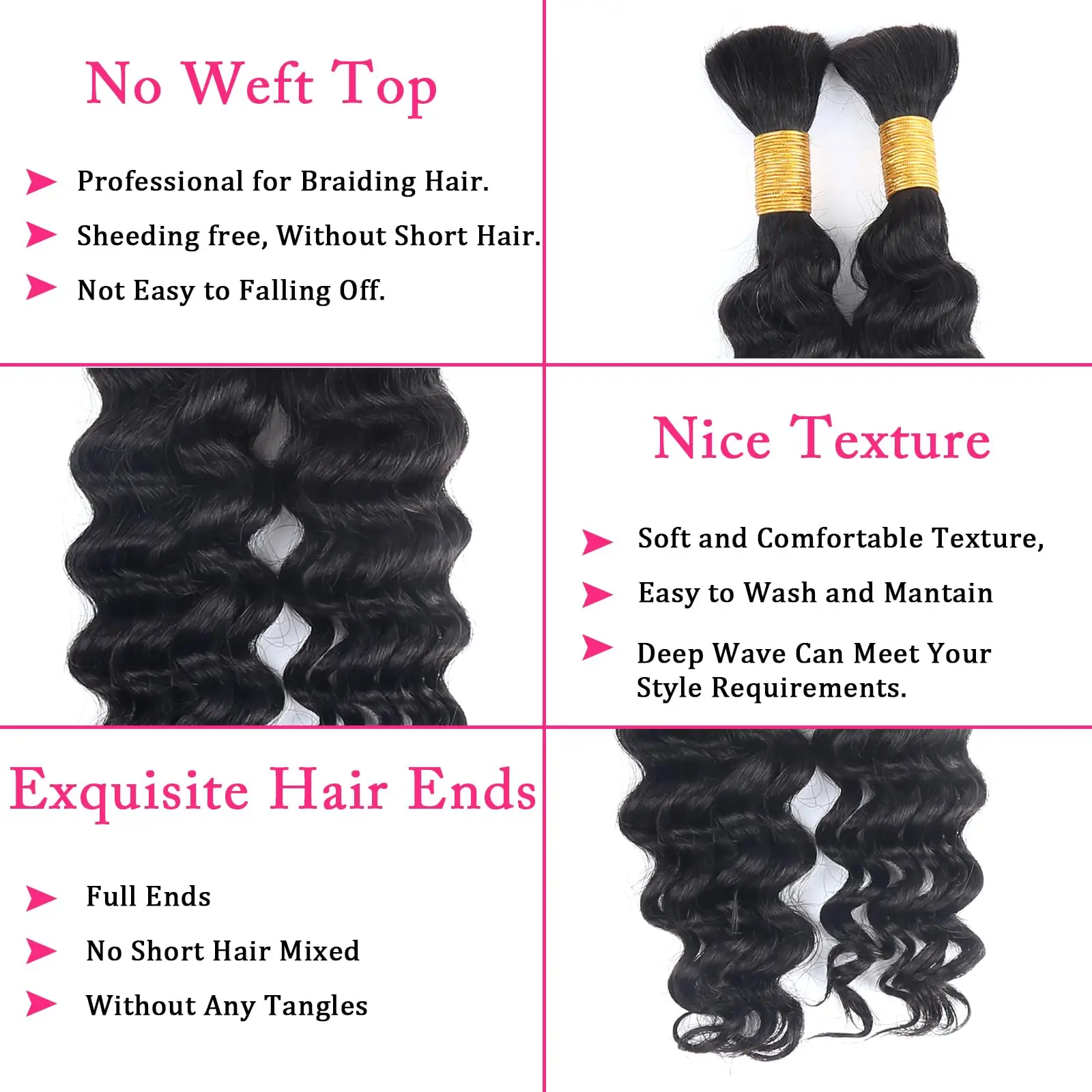 มนุษย์ Braiding Hair Bundle สําหรับ Braiding Highlight สี Deep Wave Bulk Human Hair Bundles Human Hair Bulk สําหรับ Braids Bundle