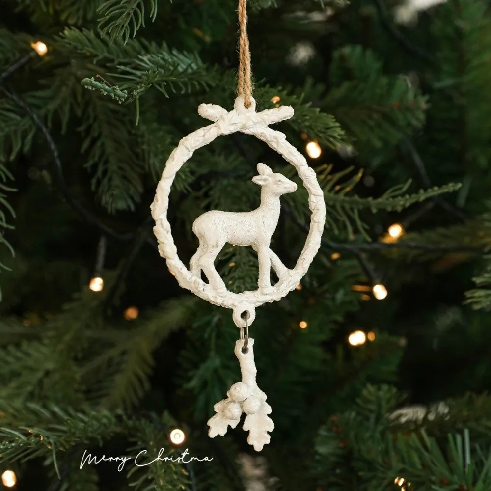 Hanging Christmas Decoration Pendant Plastic Elk Pentacle Christmas Tree Decoration Snowflake Design Christmas Tree Ornament