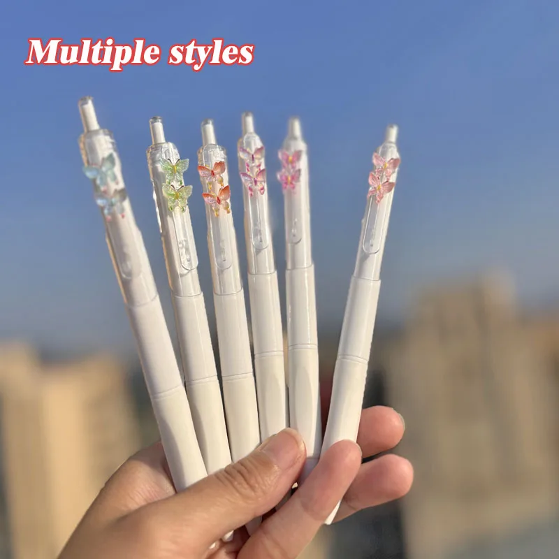 2 PCS Cartoon Butterfly Kawaii Gel Pens Animal Pens Cute School Supplies Stationery Office Gel Pen  Aesthetic Stationery Gift