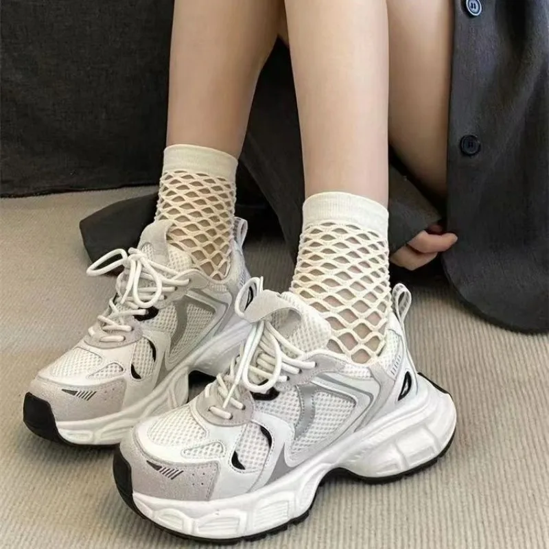 

Women Luxary Chunky Sneakers Mesh Breathable Increased Internal Trainers Sports Running Casual Ladies Fitness Vulcanize Shoes