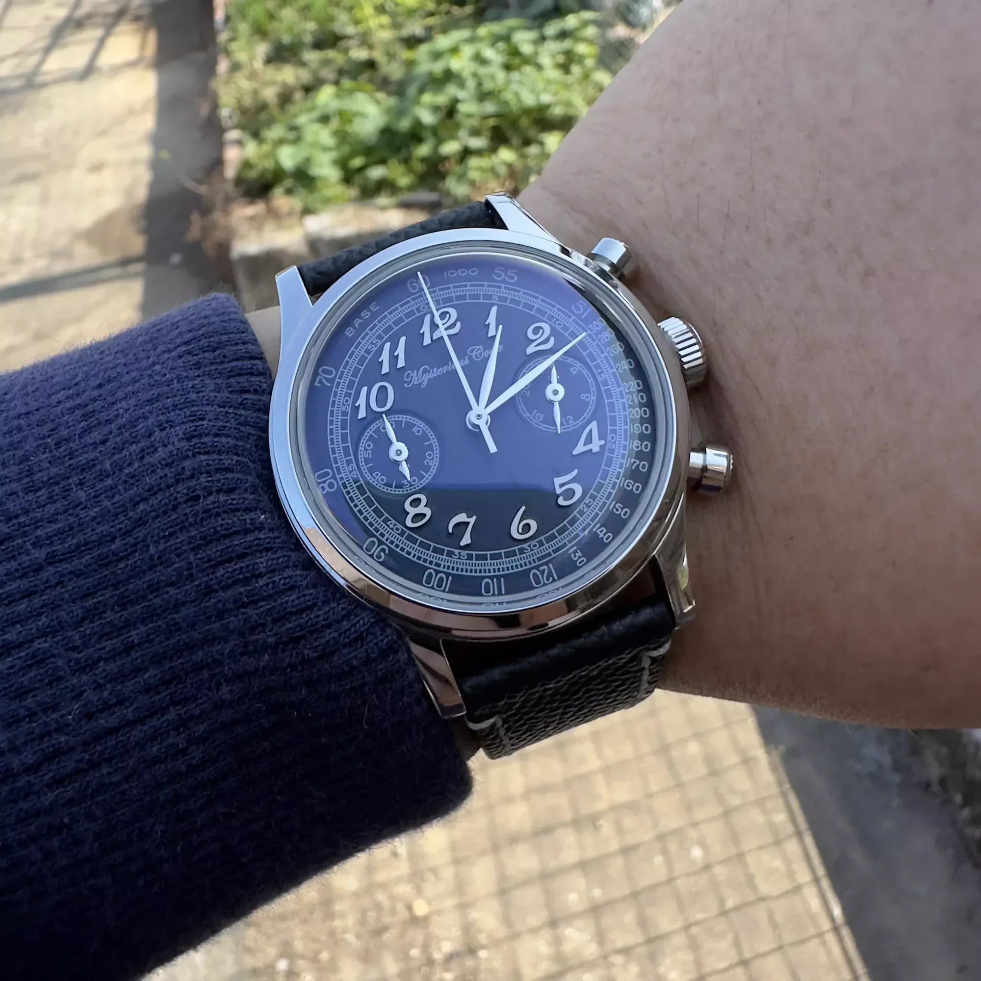 Tajemniczy kod 41MM zegarek dla mężczyzn japonia VK64 chronograf zegar Bubble Curve szkło 316L SS zegarki wodoodporne 5Bar