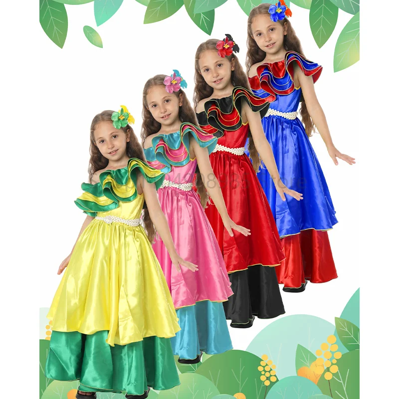 Disfraz de bailarina de Salsa roja para niña, disfraz Sexy de bailarina de Festival brillante brasileño rosa, disfraz de niña Samba amarillo