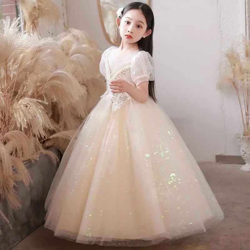 

Girls' New Little Host Puffy Mesh Piano Performance Princess Dress