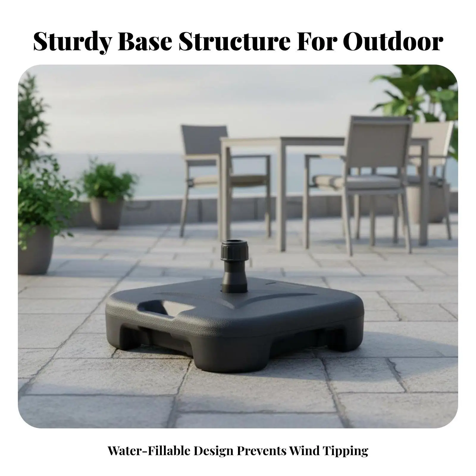 Water Fillable Umbrella Base Heavy Duty Outdoor Parasol Stand for Garden Patio Poolside Sand Weight Anchor