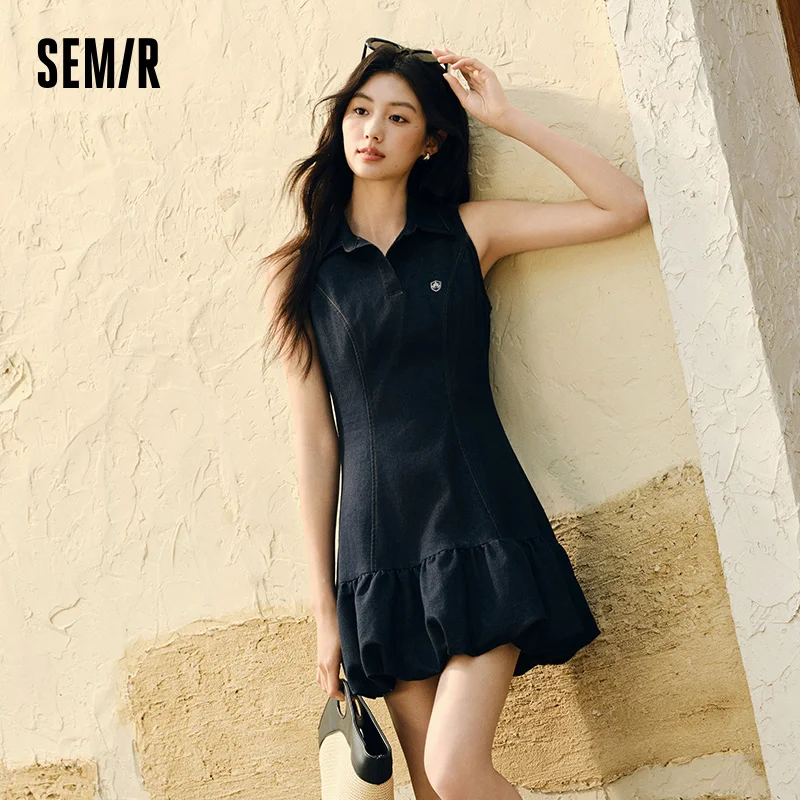 

Semir Dress Women Polo Collar Sleeveless Bud Skirt Sweet and Cool 2025 New Summer Short Skirt