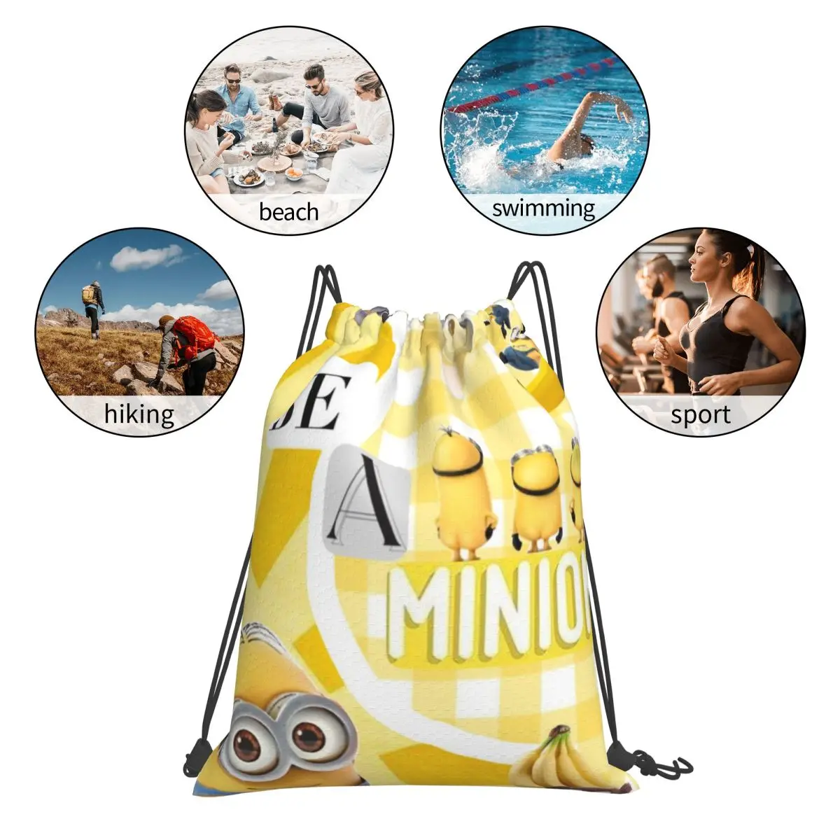 Minions Sports Drawstring Backpack Sport Fitness Travel Outdoor Sackpack Women And Men Large Capacity Gym Swim Beach Bags