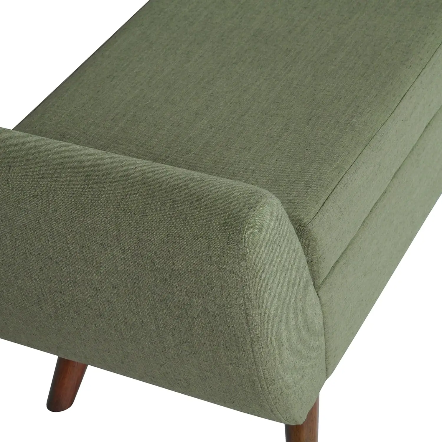 Modern Storage Bench with Wood Legs Home |Bench with Storage for Living Room Bedroom Olive Green Woven