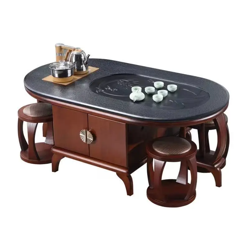 Coffee table living room household tea balcony kung fu coffee table tea  integrated round modern tea  and chair