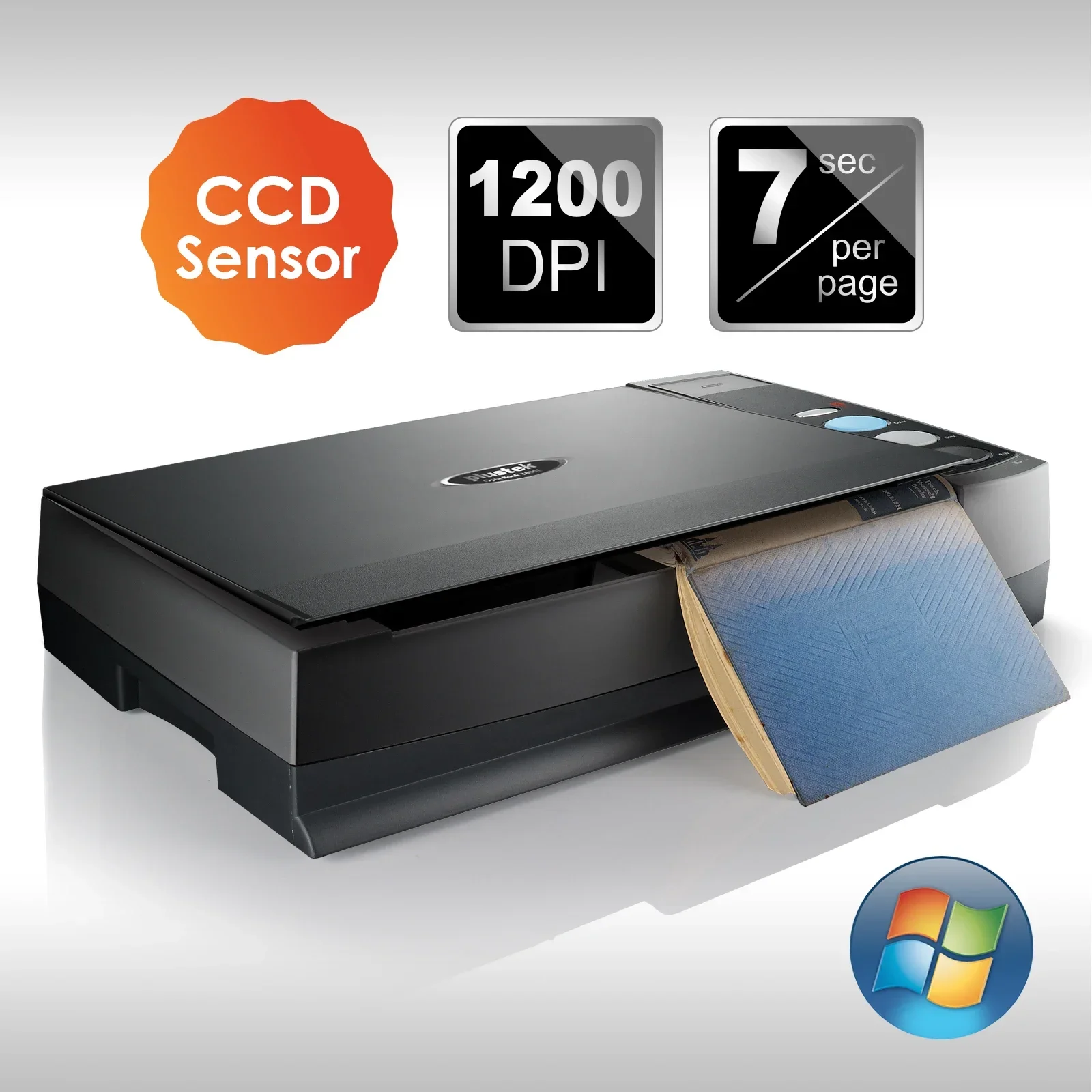 Plustek A4 Book Scanner OpticBook 3800L , CCD Sensor Flatbed Scanner with book edge design - School, Library, Magazine Digital