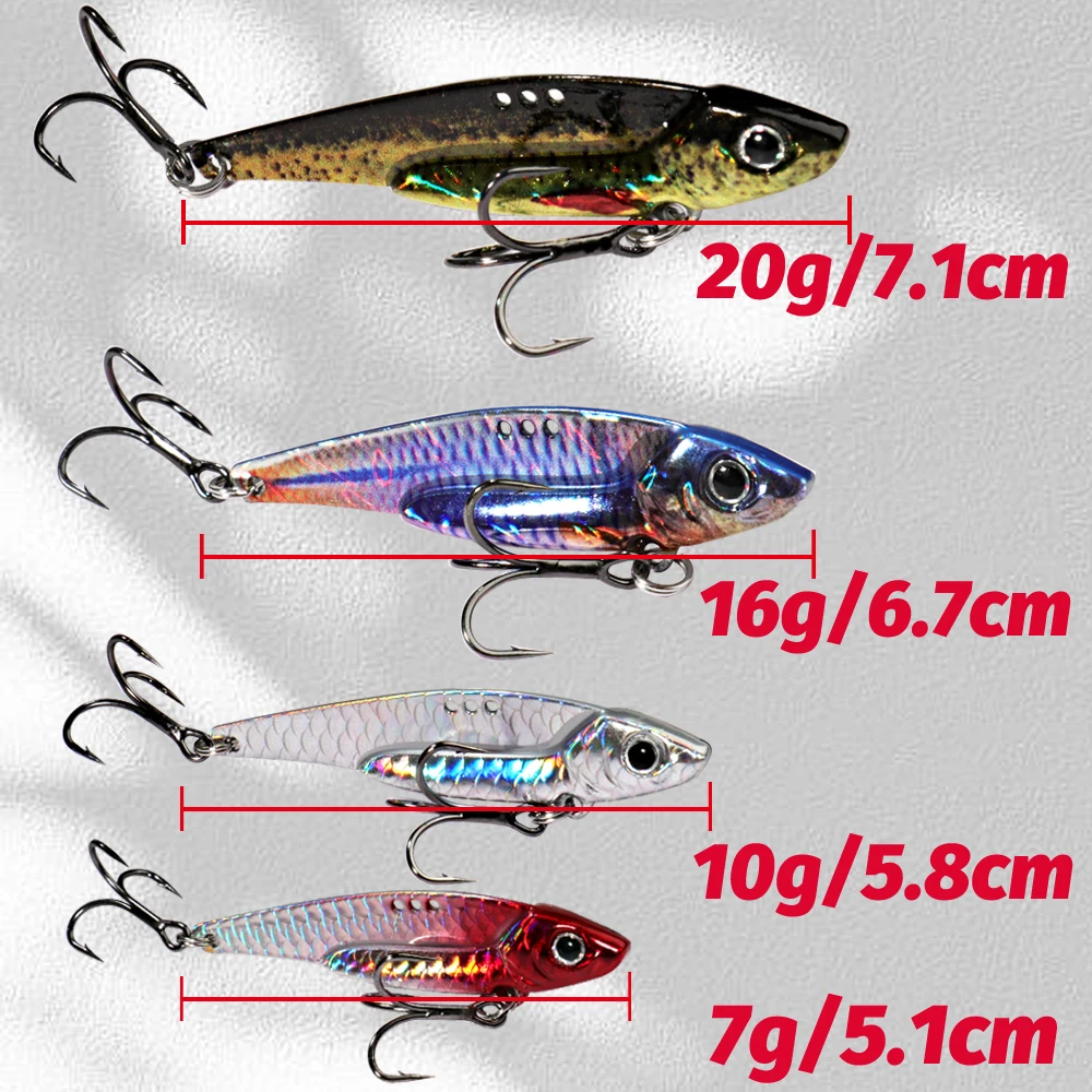 Spinner Löffel Metall Jig Köder 7g 10g 16g 20g VIB Sinking Blade Spinning Drillinge Spinnerbait pesca Hecht Karpfen Meer Angeln Köder