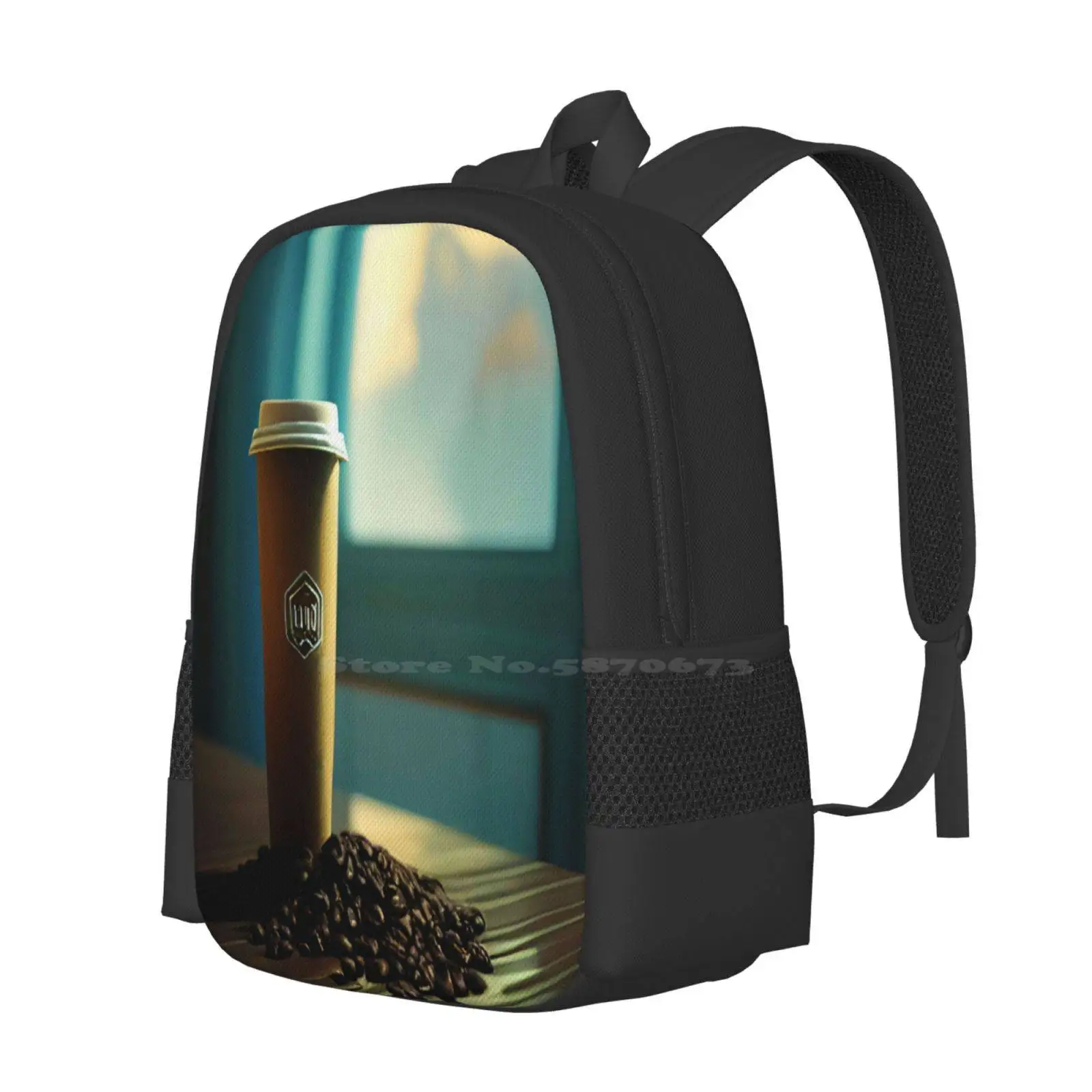 Glass And Coffee Beans Backpacks For School Teenagers Girls Travel Bags Glass Coffee Beans