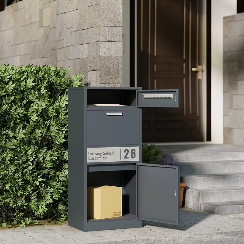 ！@Modern Free-Standing Security Outdoor Mailbox Post Box Garden Letter and Parcel Drop Box with Lock Made of Steel