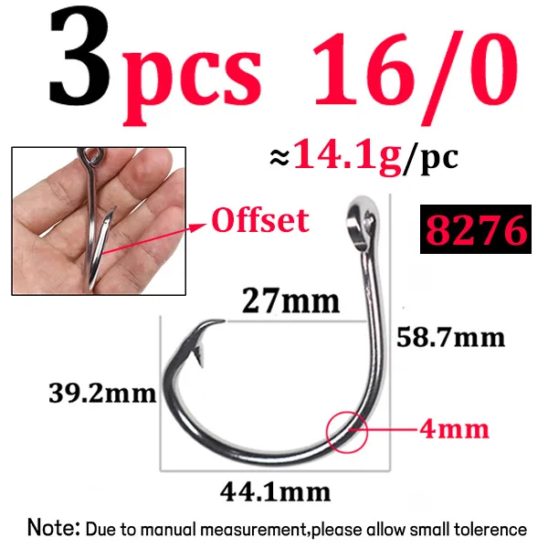 Elllv 6/0 - 18/0 Saltwater Fishing Stainless Steel Circle Hook Big Game  Bait Hook for Deep Sea Tuna Shark Trolling Fishing - AliExpress 18