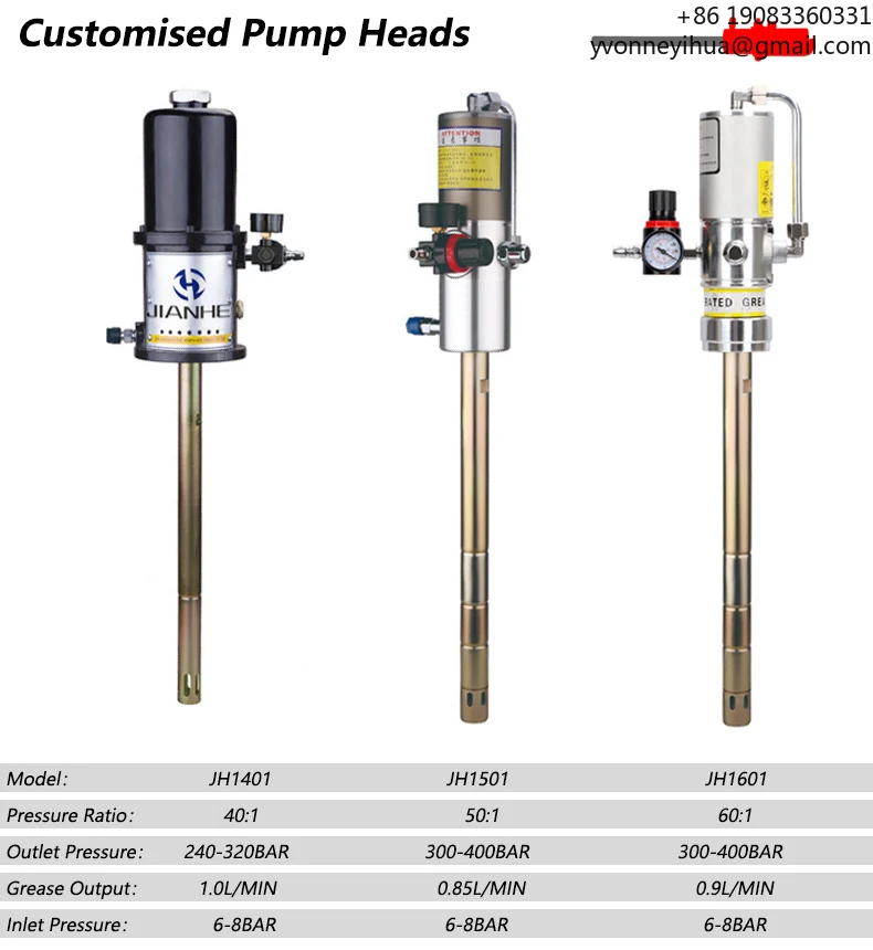 Pompa per grasso pneumatica ad aria 40:1 50:1 60:1 Kit pompa per grasso per tamburo pneumatico ad alta pressione da 200 litri per tamburo da 15 kg 200 litri